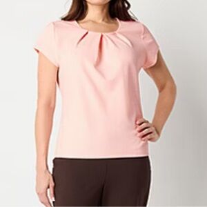 Liz Claiborne Light Pink Blouse with Short Sleeve.Size S